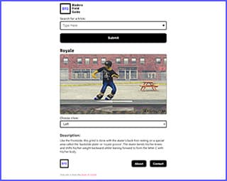 Screenshot of the Bladers Field Guide showing a Royale grind on a ledge.